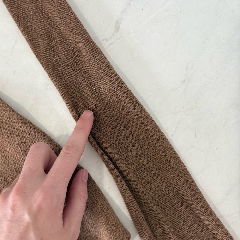Yves Saint Laurent Size Medium Brown Silk Blend Puff Shoulder Cardigan Pockets - Picture 6 of 8